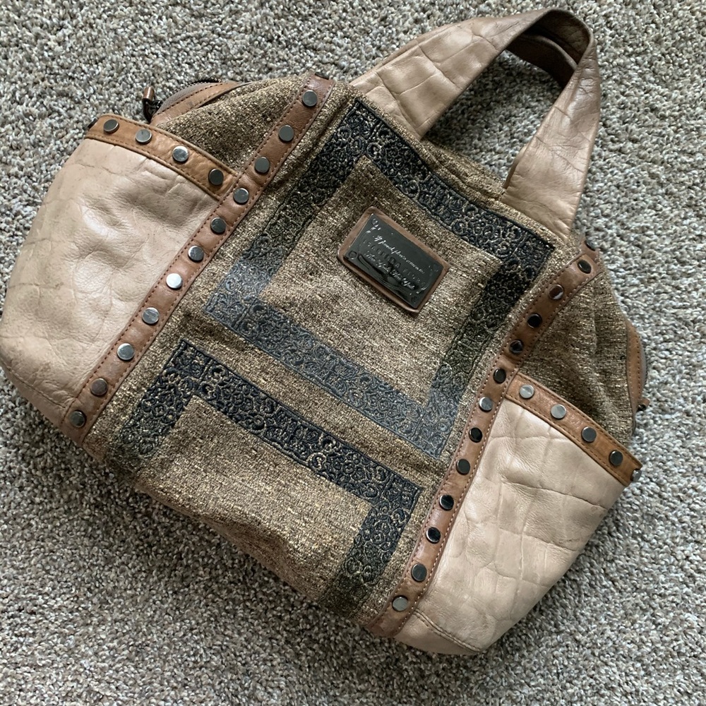 Isabella Fiore leather and cloth satchel